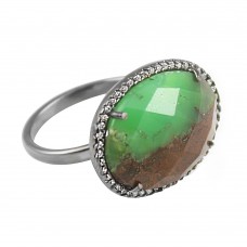 Vintage Chrysoprase oval Cut Cocktail Cubic Zirconia Ring